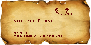 Kinszker Kinga névjegykártya